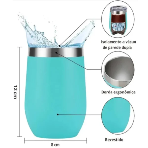 Copo Térmico Em Aço Inox Conserva Líquido Quente E Frio 360ml - Image 2