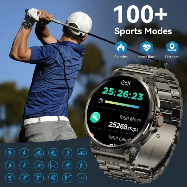 Smartwatch Esportes Fitness GPS Track, Chamada Bluetooth, 710 mAh Grande Bateria, 1.85 " - Image 4